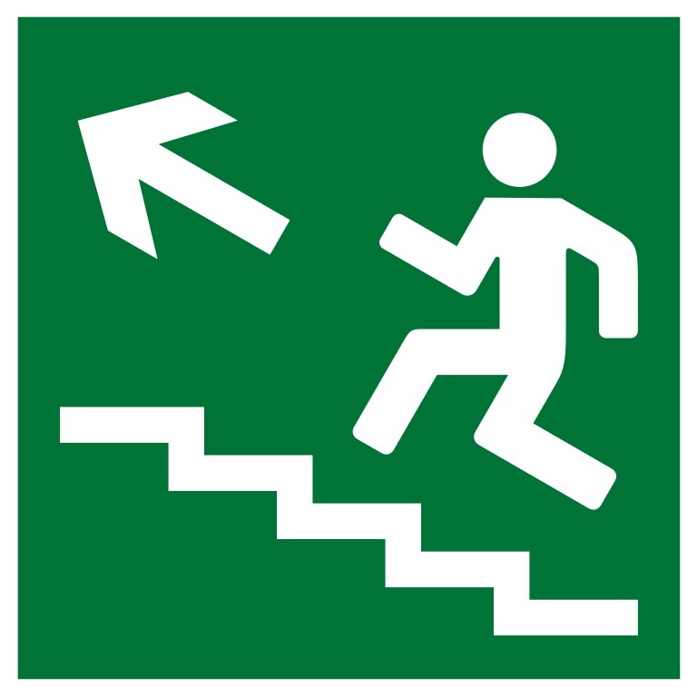 Направление к выходу по лестнице вверх (налево)