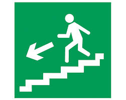 Направление к выходу по лестнице вниз (направо)